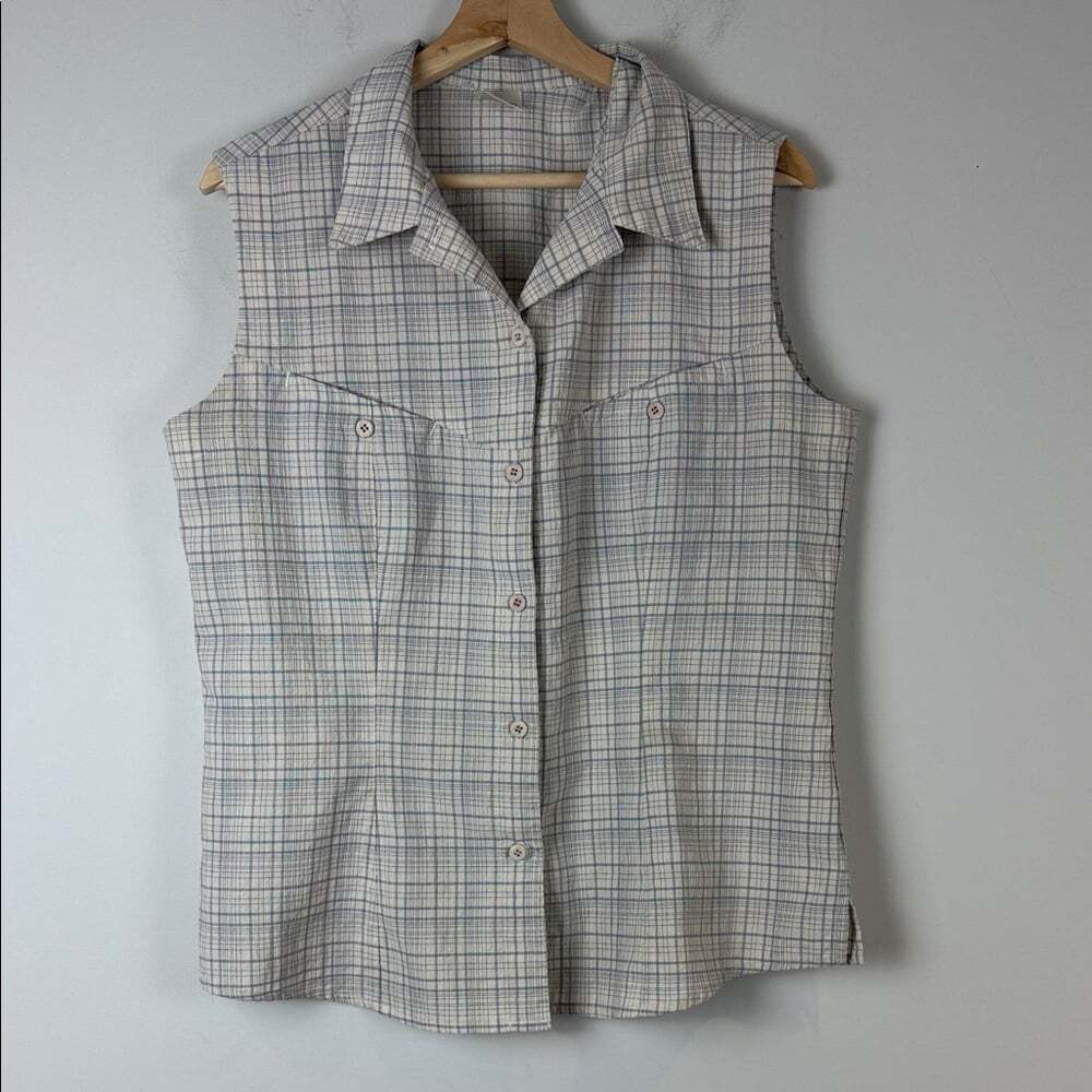 MEC VintageSleeveless Plaid Button-Up Women's Top Large